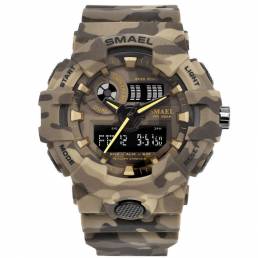 SMAEL 8001 reloj digital Camouflage Militray Dual Pantalla hombres deportes al aire libre reloj de pulsera