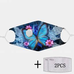 Respiración con estampado de mariposa Mascara PM2.5 Junta de filtro A prueba de polvo No desechable Mascara