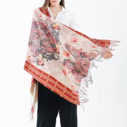 Mujer vendimia bufanda artificial de la flor de la cachemira del estilo étnico