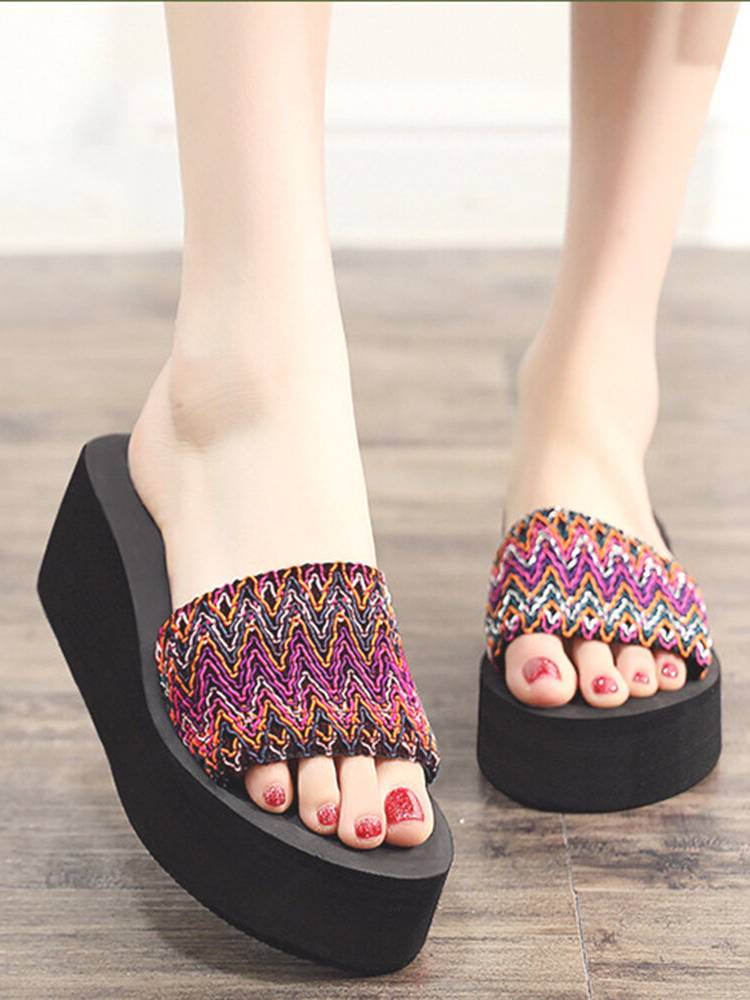 Mujer Colorful Wave Platform Open Toe zapatillas