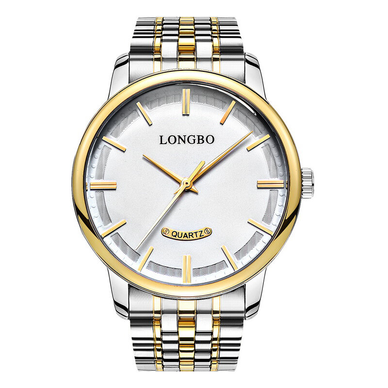 LONGBO 80232 Fahsion Business Style Correa de acero completa Reloj simple de cuarzo para hombre