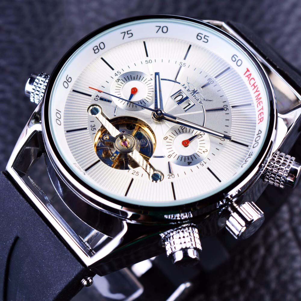 JARAGAR GMT960 calendario automático Mecánico relojes de goma Banda reloj de pulsera de los hombres