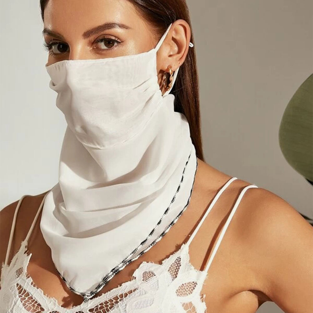 Mujeres Pure Color Transpirable Bufanda montada en la oreja Protección Protector solar Máscaras faciales Cuello