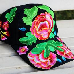 Bordado de flores de mujer Sombrero Gorra de béisbol Protector solar Sombrero