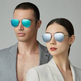 Unisex Casula Fashion Full Metal Frame Borde estrecho Elegante UV Gafas de sol de protección