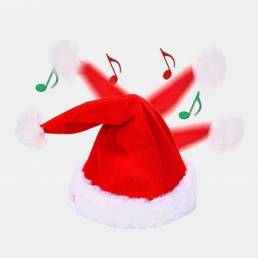 Unisex Algodón Navidad Batería Juguete musical Eléctrico Regalo de Navidad Gorra de Papá Noel para niños