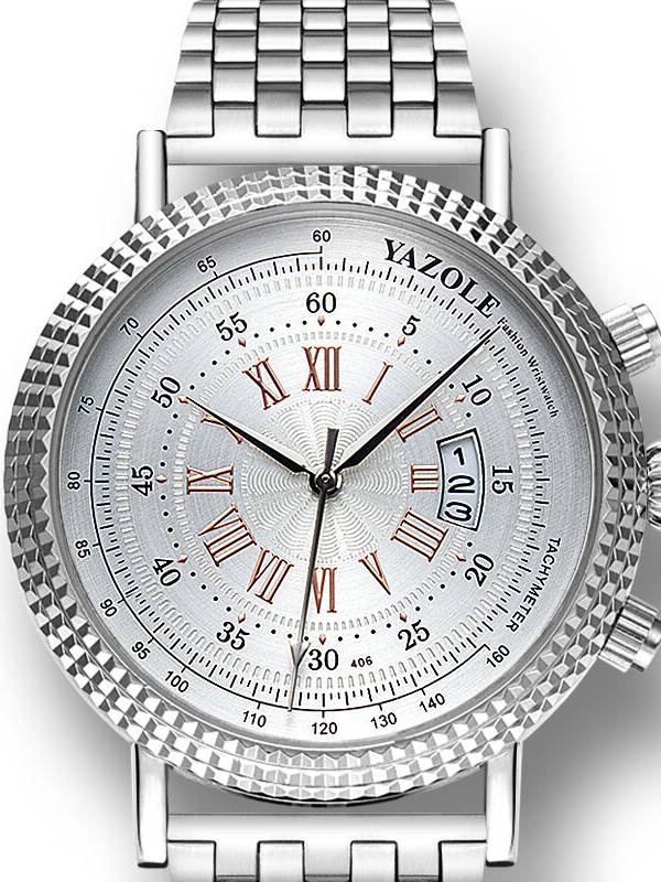 YAZOLE 406 422 Correa de cuero Números romanos Cristal Dial Moda Hombres Reloj de cuarzo