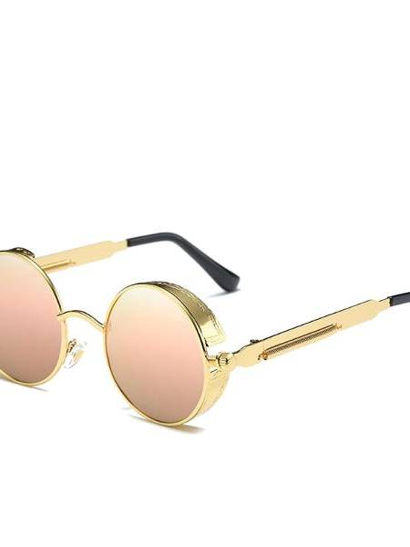 UV400 vendimia Steampunk espejo redondo Lente gafas de sol al aire libre deporte Hisper gafas para hombre Mujer
