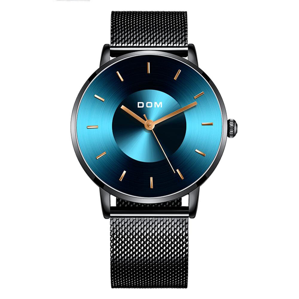 DOM M-1289BK Reloj de hombre de moda Luz de lujo Delgado Dial Impermeable Reloj de cuarzo