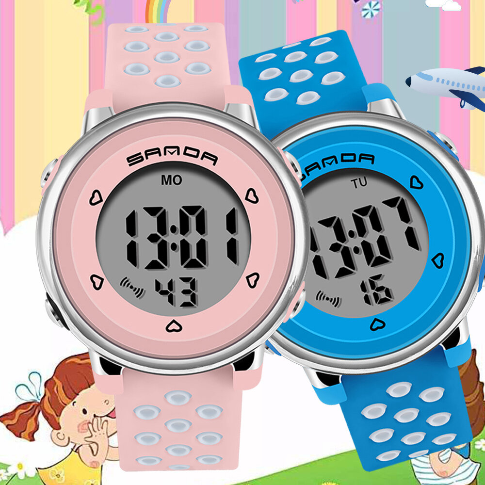 SANDA 2008 Colorful Reloj Fashion Luminous Pantalla Reloj digital a prueba de golpes para niños de 12/24 horas