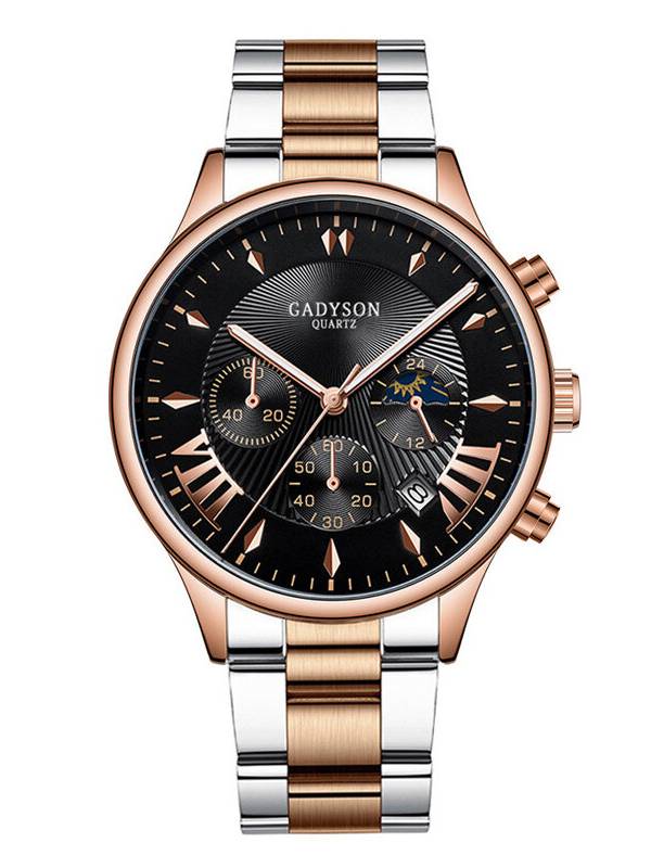 GADYSON A0701 Reloj de moda para hombre Fecha Pantalla Reloj de cuarzo con correa de acero inoxidable para negocios