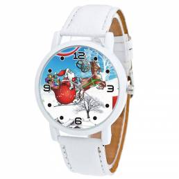 Dibujos animados de Papá Noel y patrón de campo de nieve Reloj para niños lindo Reloj de cuarzo para niños de moda