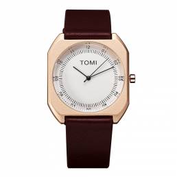 TOMI Fashion Men Watch Ultra Thin Dial Casual reloj de cuarzo con correa de cuero