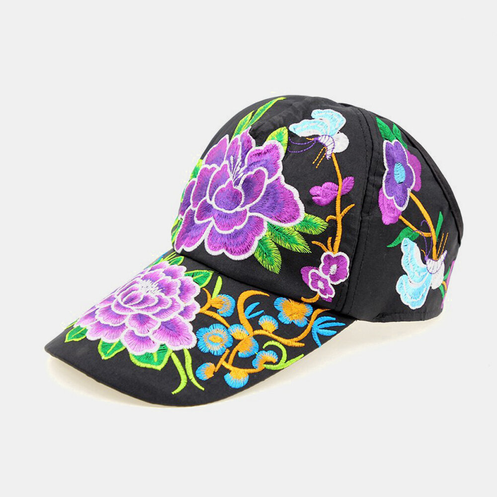 Bordado de gorra de béisbol nacional de las mujeres Sombrero Personalidad Casual al aire libre Gorra de viaje