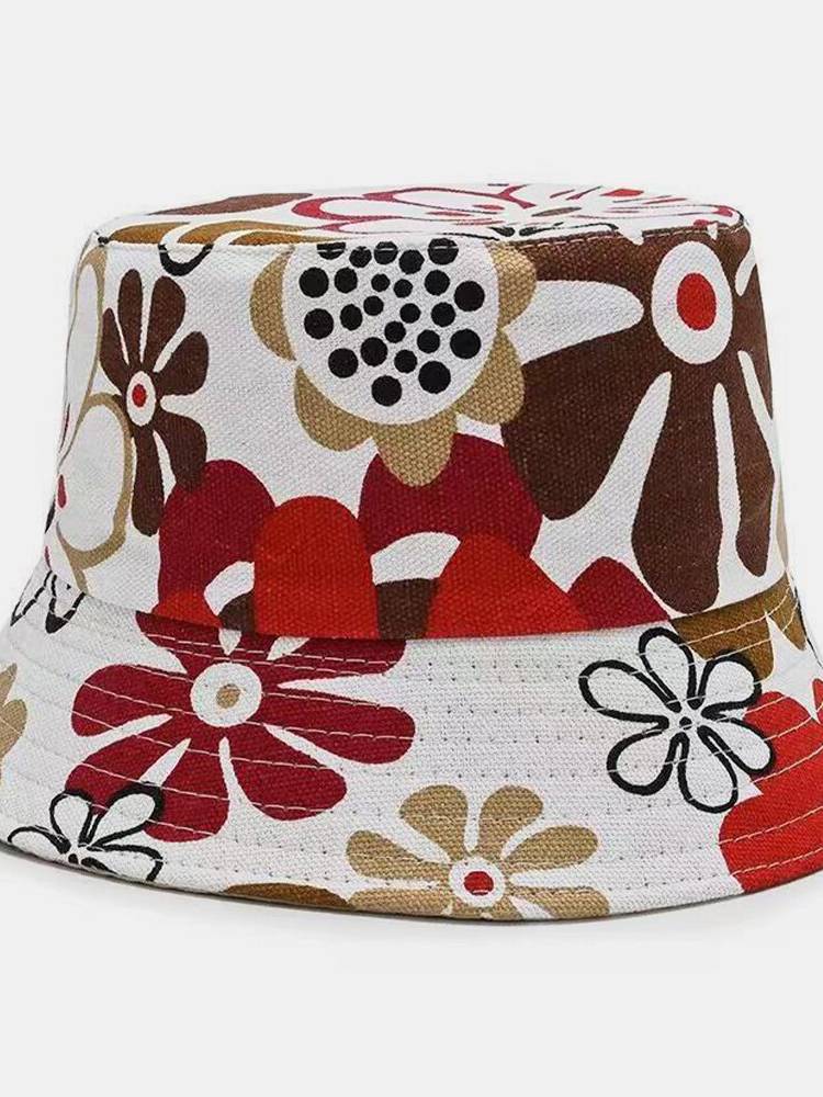 Lona unisex de color floral Patrón Cubo de sombrilla informal Sombrero