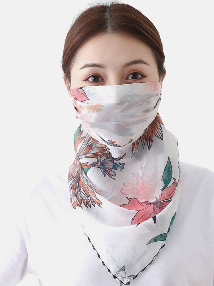Verano Impresión de secado rápido Cuello Mascara Bufanda de protección solar al aire libre Cara de montar Mascara Transp
