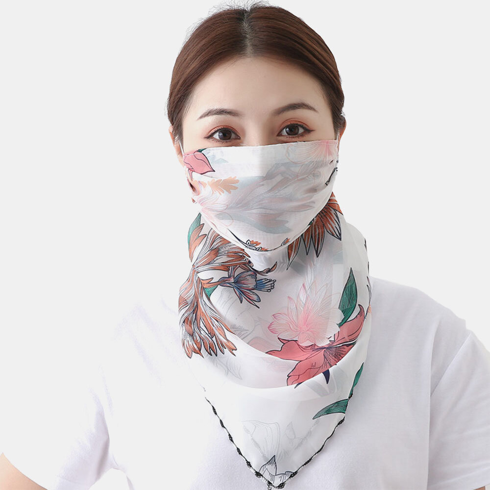 Verano Impresión de secado rápido Cuello Mascara Bufanda de protección solar al aire libre Cara de montar Mascara Transp