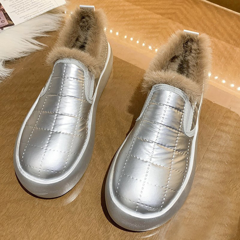 Zapatos de skate casuales con forro cálido de color sólido para mujer