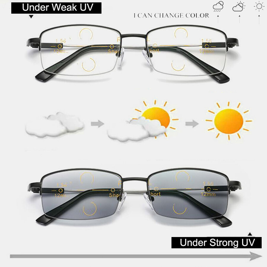 Unisex Anti-luz azul de doble uso Zoom inteligente Multi-enfoque Cambio de color Gafas de lectura Gafas de presbicia
