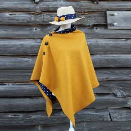 Capa de Tweed Harris de lunares amarillos Mujer Mantón