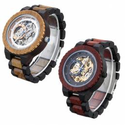 BOBO BIRD R05 Relojes de pulsera de mano luminosos de madera para hombre Mecánico Reloj