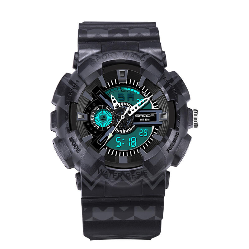 Reloj deportivo SANDA 999 Reloj deportivo Impermeable Reloj cronógrafo al aire libre Dual Pantalla