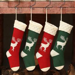 Navidad de punto unisex calcetines Regalo Bolsa Adornos Decoraciones para el hogar Elk Patrón Tubo cálido calcetines