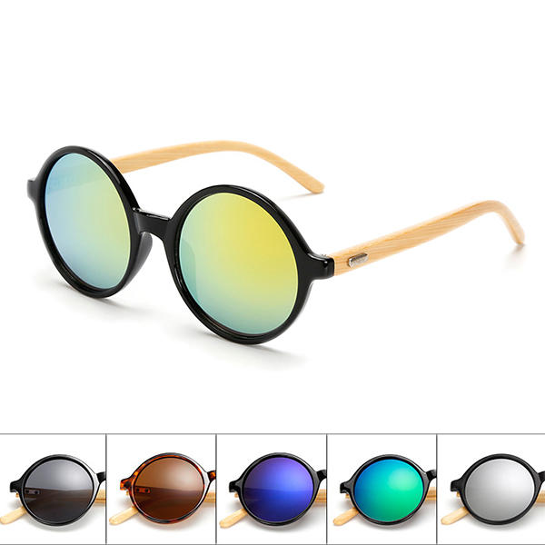 Unisex vendimia Retro Redondo UV400 Sun Glassess Parasol de bambú hecho a mano Gafas Gafas