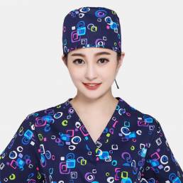 Gorro quirúrgico de algodón estampado para mujer Doctor Enfermera Correa peinado Sombrero Dental Gorro de trabajo Beanie
