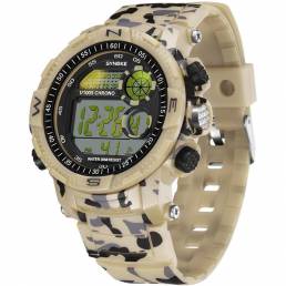 SYNOKE 9033 Reloj deportivo para hombre Impermeable Fecha luminosa semana Pantalla Reloj digital camuflaje al aire libre