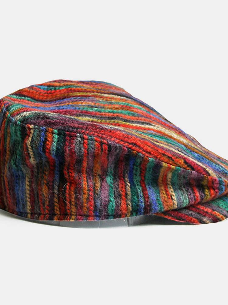 Unisex Tie-dye Rainbow Mixed Color Stripes Patrón Estilo étnico Casual Personalidad Adelante Sombrero Boina Sombrero