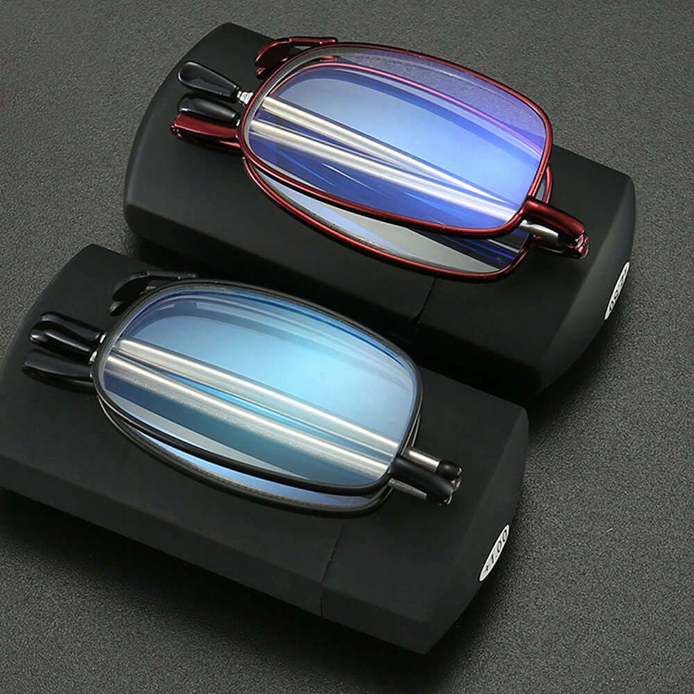 Unisex Anti-azul Luz Plegable Portátil Telescópico Estiramiento Marco Regalo para Padres Lectura Gafas Presbyopic Gafas