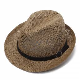 Hombres Mujer Jazz de paja hecho a mano personalizado Sombrero al aire libre Viaje Playa Gorra de malla hueca de malla t