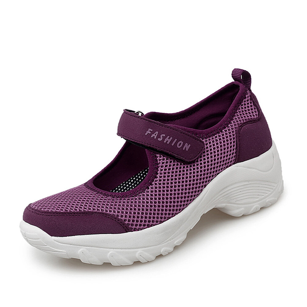Zapatos deportivos con plataforma de malla transpirable de gran tamaño para mujer al aire libre