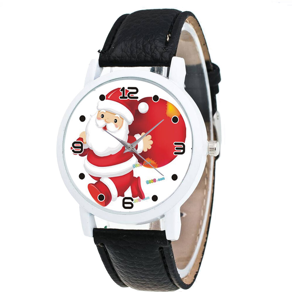 Dibujos animados de Papá Noel y regalo Patrón Reloj para niños lindo Reloj de cuarzo para niños de moda