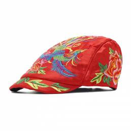 Boina de bordado floral étnico vendimia para mujer Sombrero