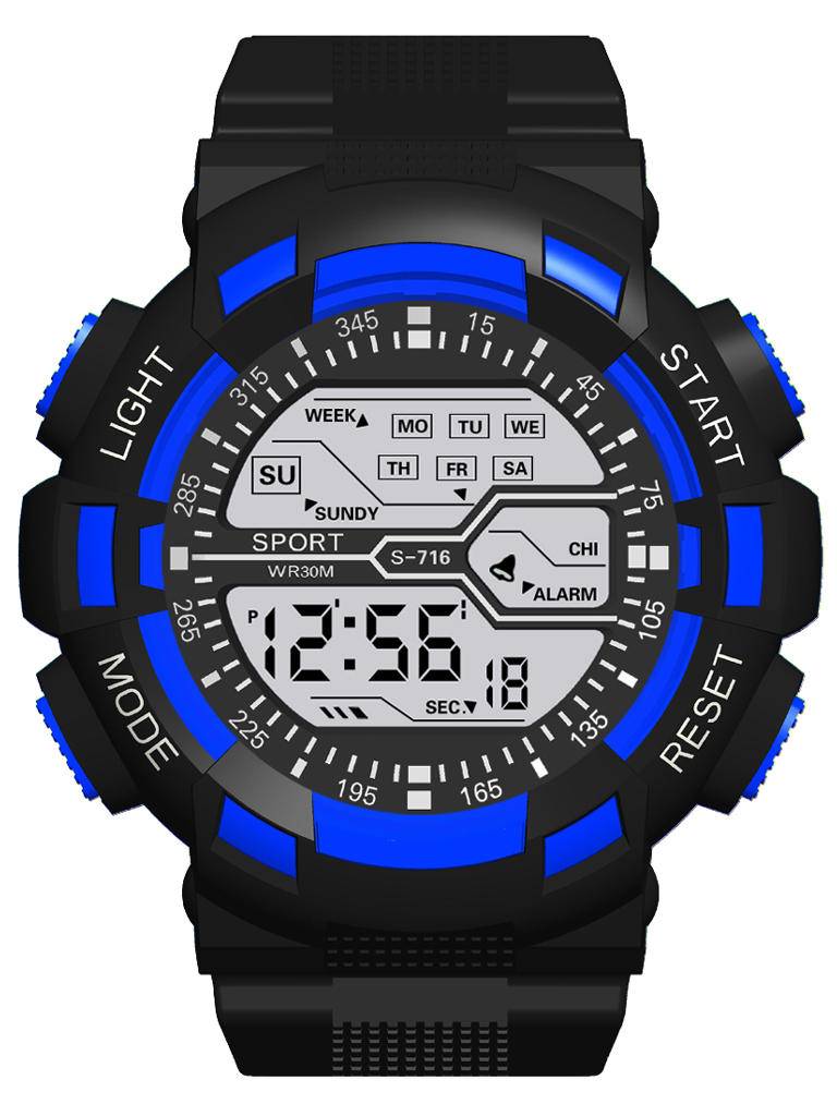 HONHX S716 Fashion Colorful Night Light Men Alarm Reloj Week Pantalla Sport Reloj digital