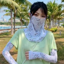 Protector solar para mujer al aire libre UV Protección Manga de seda de hielo Protector de brazo Funda de manga Velo tra