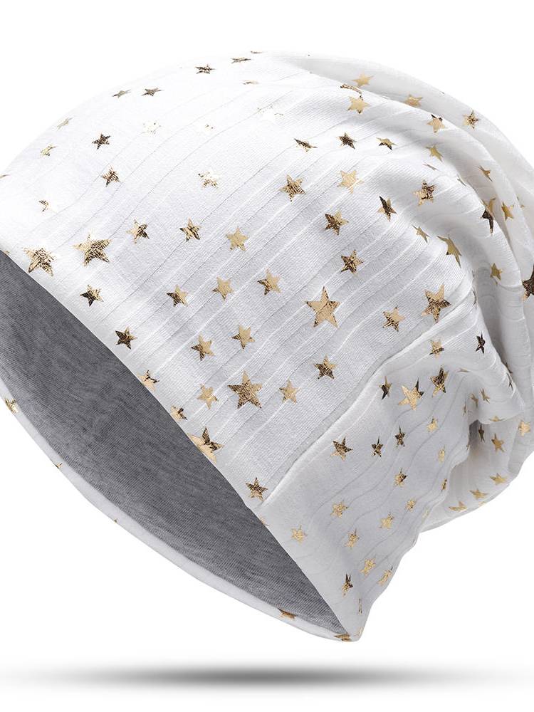 Unisex Winter Fashion Pentagram Print Slouch Knit Beanie Sombrero