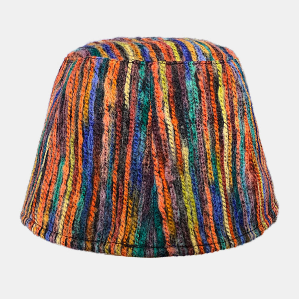 Mujer Lana Color mezclado Personalidad Street Trend Colorful Cubo Sombrero
