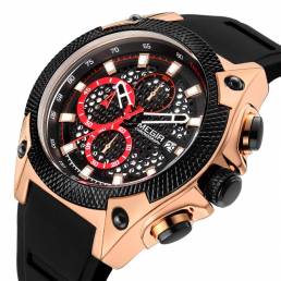 MEGIR 2127 Fashion Men Watch Reloj de cuarzo deportivo con cronógrafo multifunción