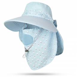 Mujer Algodón UV Protección Sun Sombrero con cara Mascara y gorra Shawl Sunshade Gardener pesca