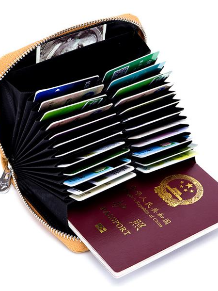Soporte de Tarjeta Caso de Pasaporte de Gran Capacidad de 24 Ranuras para Tarjetas de Piel Genuina Para Hombres Mujeres
