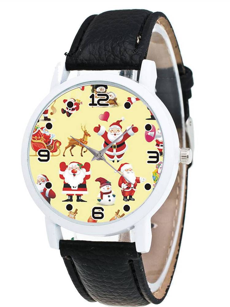 Dibujos animados de Santa Claus Patrón Reloj lindo para niños Reloj de cuarzo para niños de moda