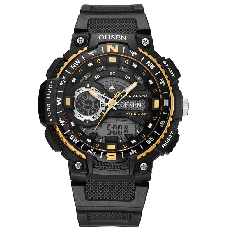 OHSEN AD1705 Reloj digital Dual Pantalla Multifunción LED Reloj deportivo de natación para hombres