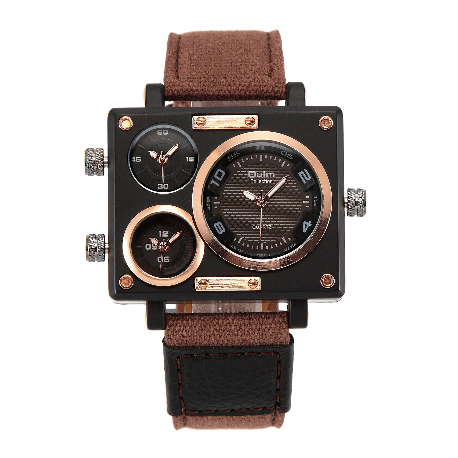 OULM 3595 Fashion Creative Dial Polygon Watch Caso Reloj de cuarzo para hombres con zona horaria múltiple