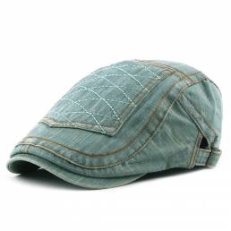 Hombres Mujer Casual Washed Denim Peaked Cap Beret Sombrero