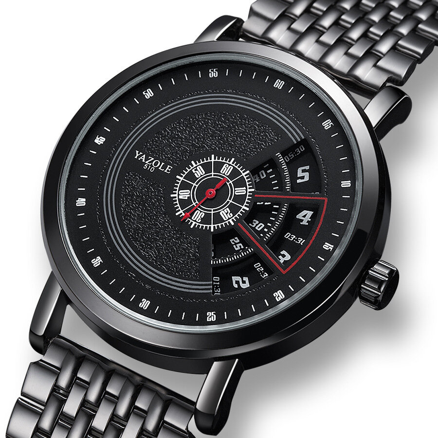 YAZOLE 509 510 511 Reloj de pulsera de hombre único Diseño Reloj de cuarzo creativo de estilo empresarial de acero compl