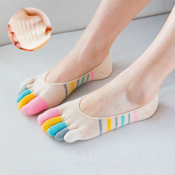 Mujer Damas cinco dedos colorido barco calcetín transpirable Anti deslizamiento invisibilidad calcetines cómodo