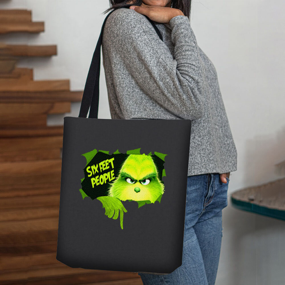 Las mujeres sintieron lindo monstruo verde de dibujos animados Patrón hombro Bolsa bolso de mano